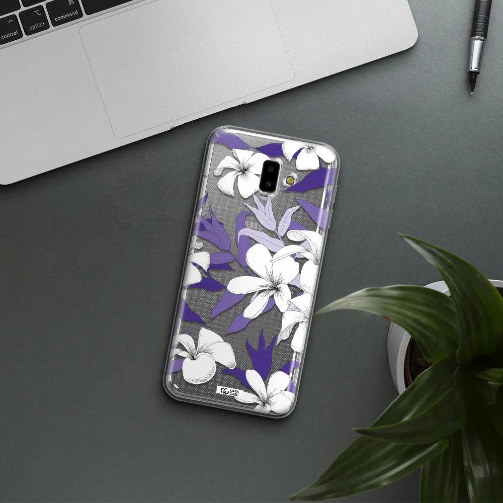 Purple Flower Samsung J6 Plus Clear TPU Case