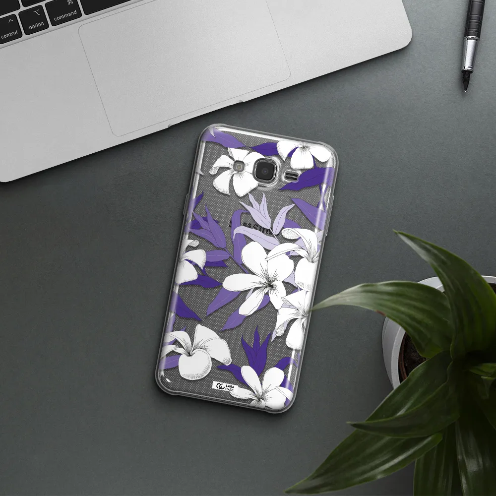 Purple Flower Samsung J7 2015 Clear TPU Case
