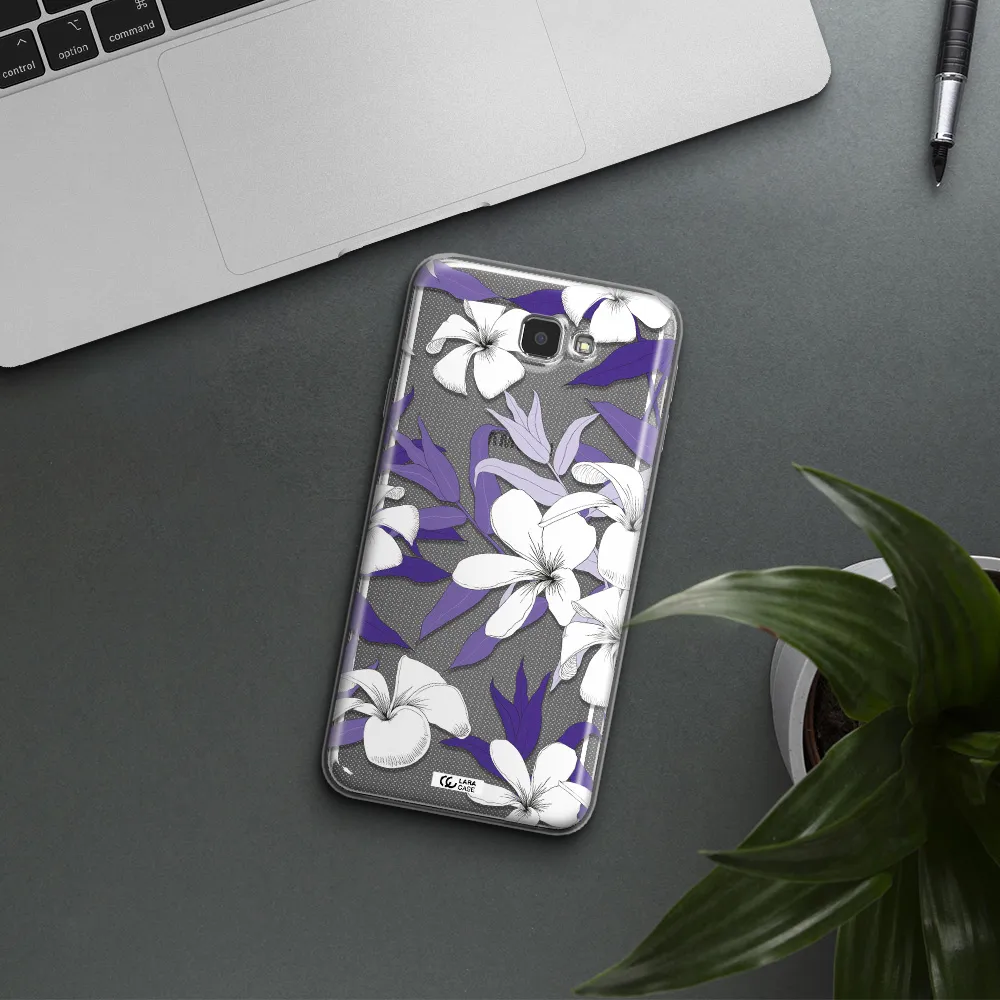 Purple Flower Samsung J7 Prim Clear TPU Case