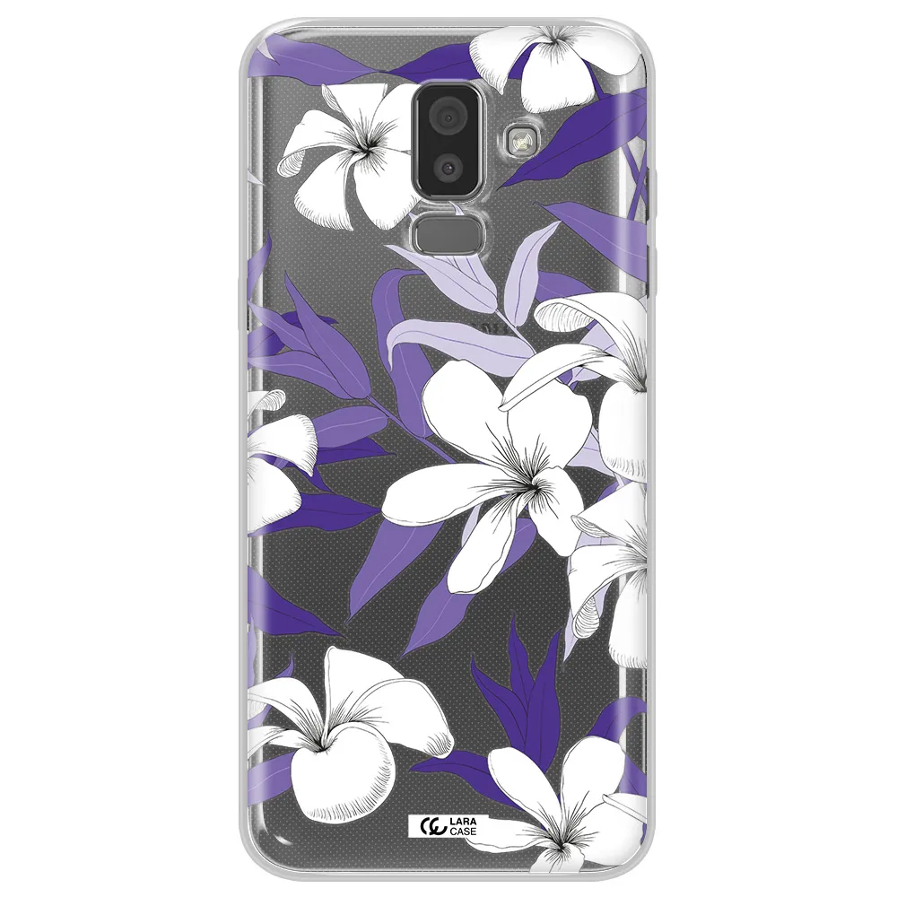 Purple Flower Samsung J8 Clear TPU Case