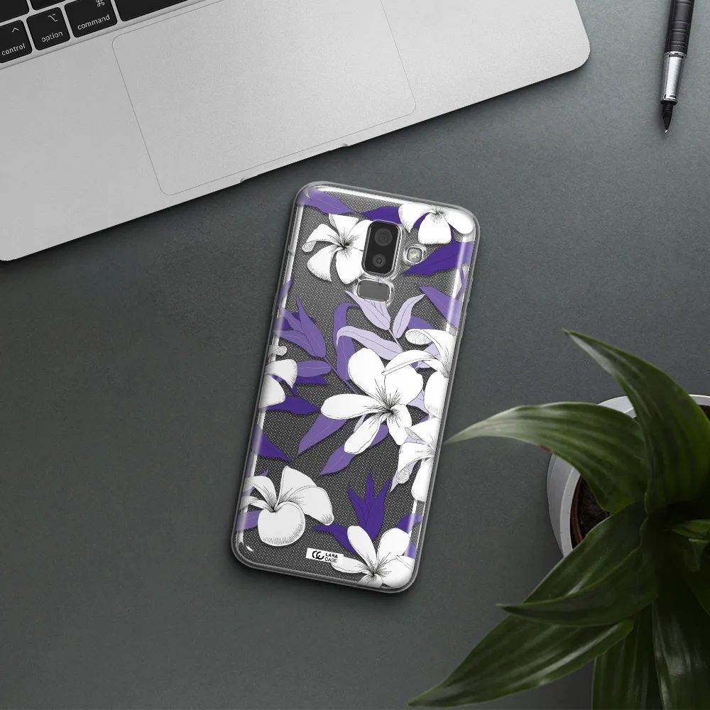 Purple Flower Samsung J8 Clear TPU Case