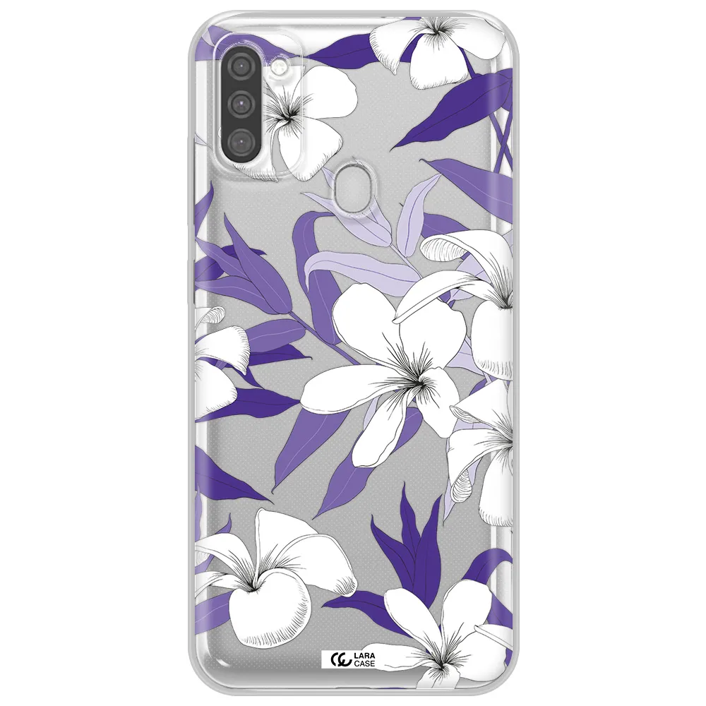 Purple Flower Samsung M11 Clear TPU Case
