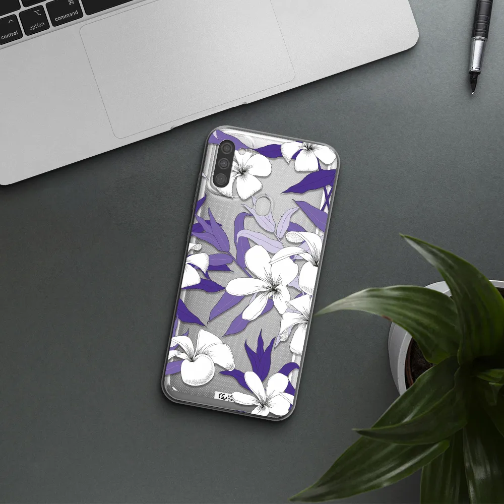 Purple Flower Samsung M11 Clear TPU Case