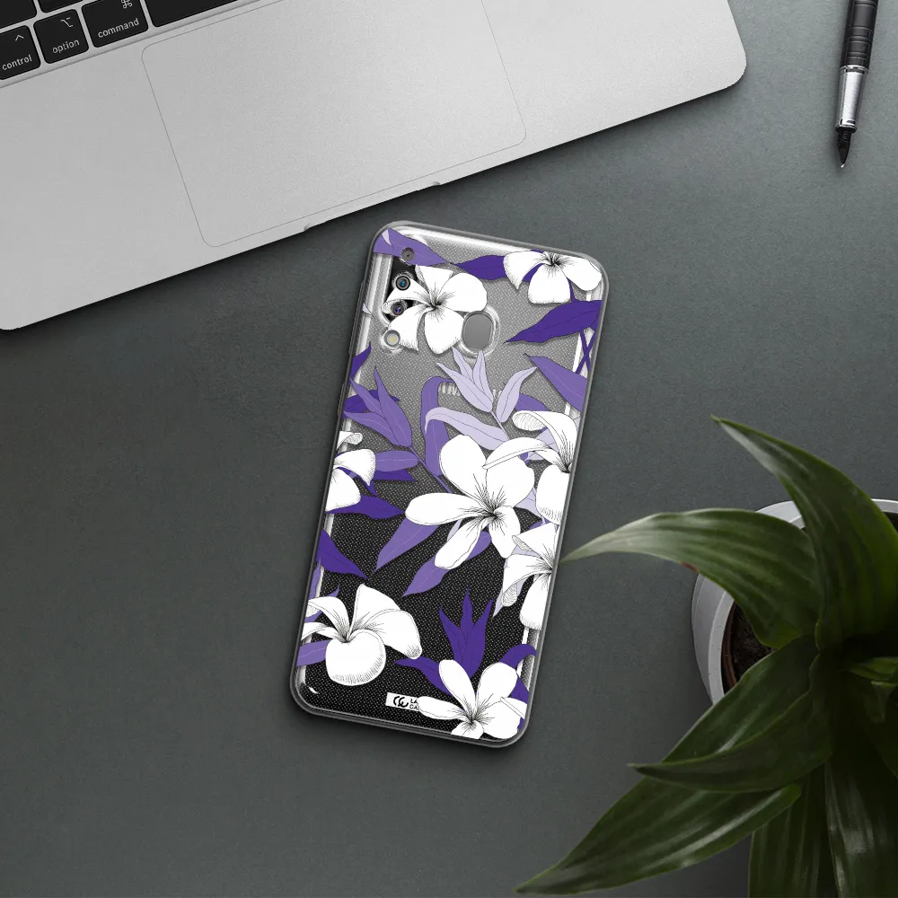 Purple Flower Samsung M30 Clear TPU Case