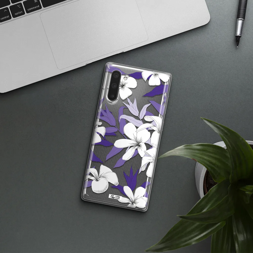Purple Flower Samsung Note 10 Clear TPU Case