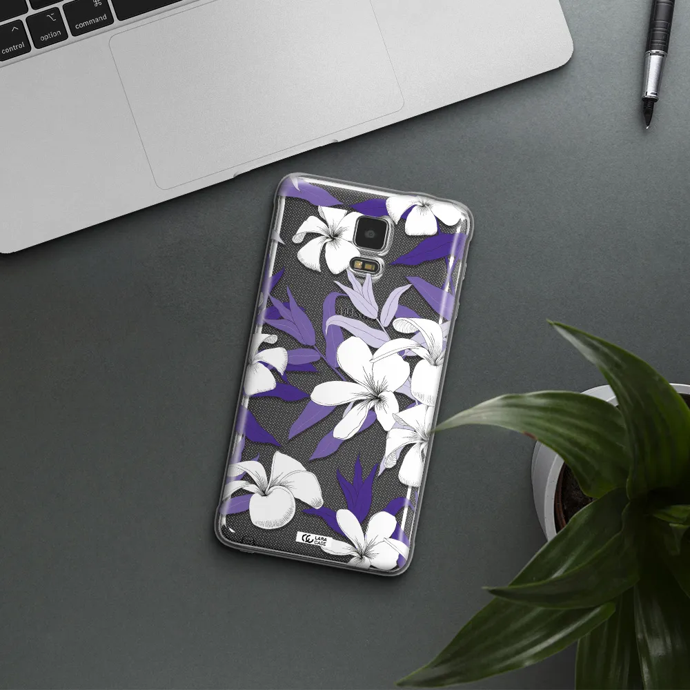Purple Flower Samsung Note 4 Clear TPU Case