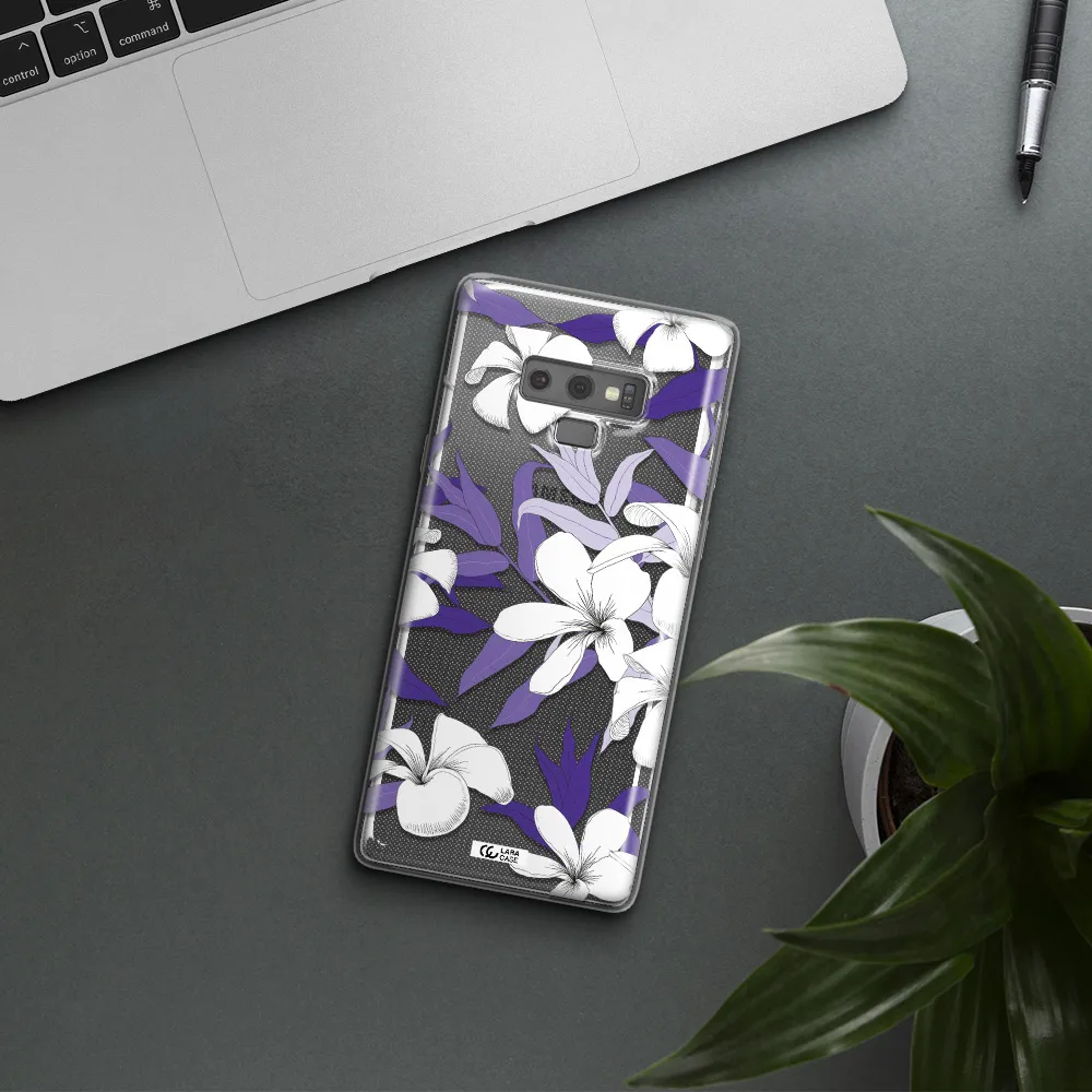 Purple Flower Samsung Note 9 Clear TPU Case