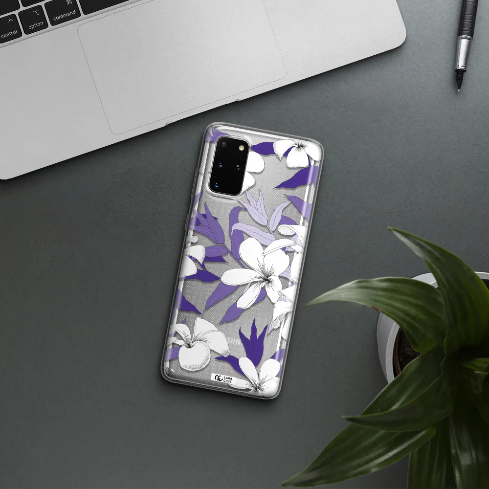 Purple Flower Samsung S 20 Plus Clear TPU Case