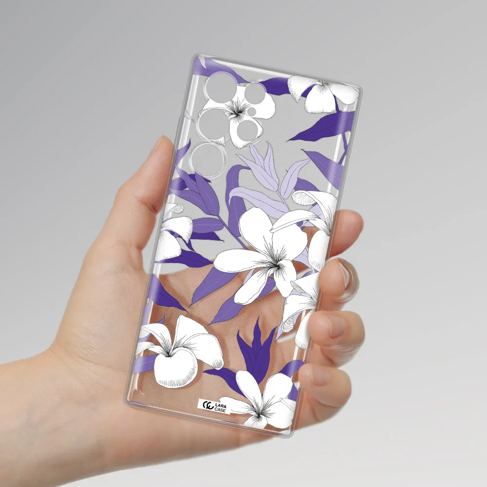 Purple Flower Samsung S 22 Ultra Clear TPU Case