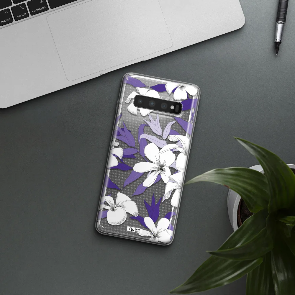 Purple Flower Samsung S10 Plus Clear TPU Case