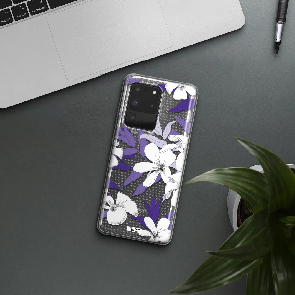 Purple Flower Samsung S20 Ultra Clear TPU Case