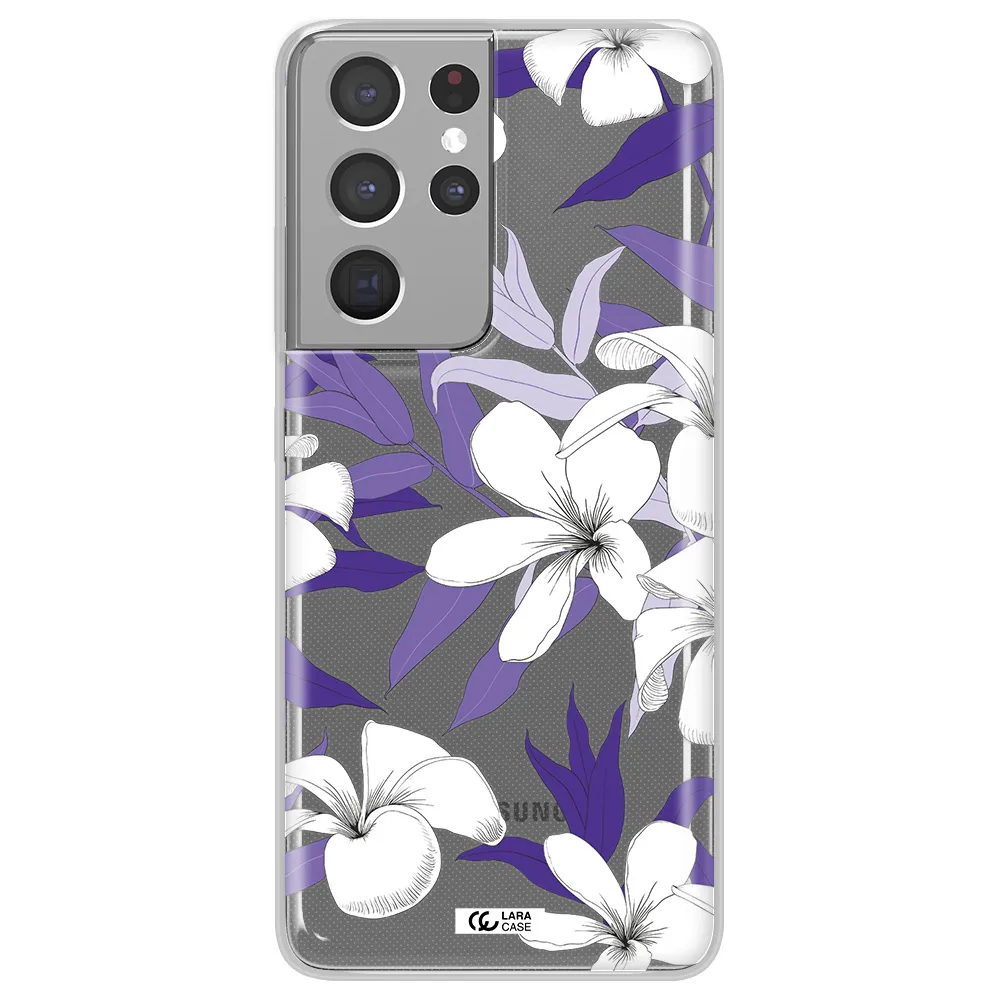 Purple Flower Samsung S21 Ultra Clear TPU Case