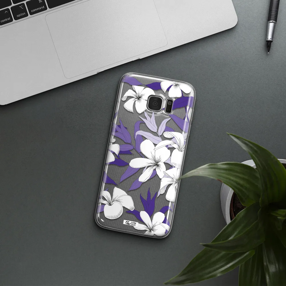 Purple Flower Samsung S7 Edge Clear TPU Case