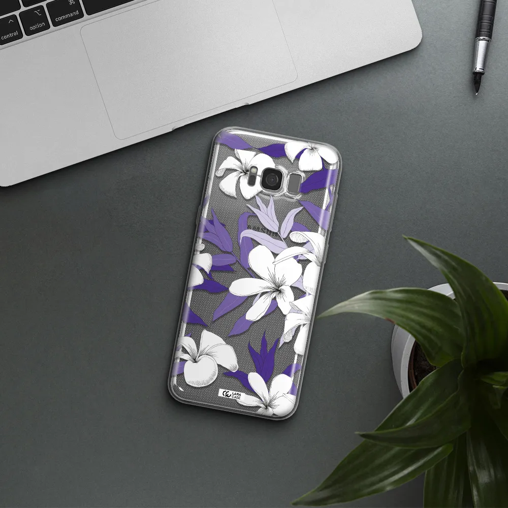 Purple Flower Samsung S8 Plus Clear TPU Case