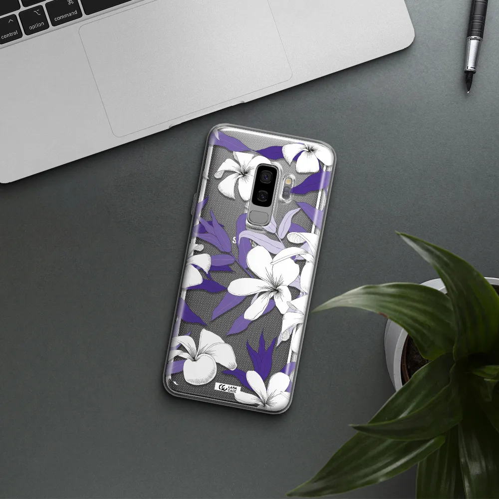 Purple Flower Samsung S9 Plus Clear TPU Case