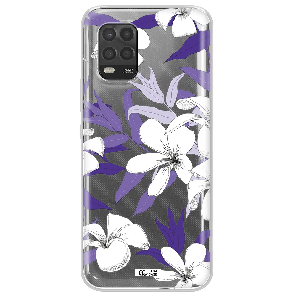 Purple Flower Xiaomi Mi 10 Lite Clear TPU Case