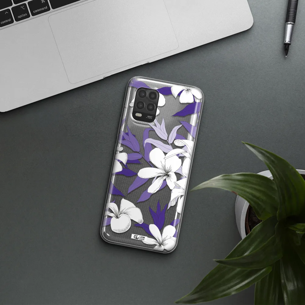 Purple Flower Xiaomi Mi 10 Lite Clear TPU Case