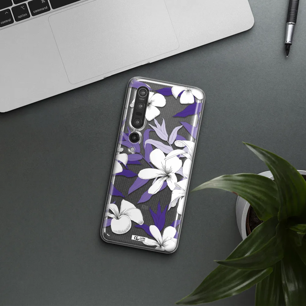 Purple Flower Xiaomi Mi 10 Pro Clear TPU Case
