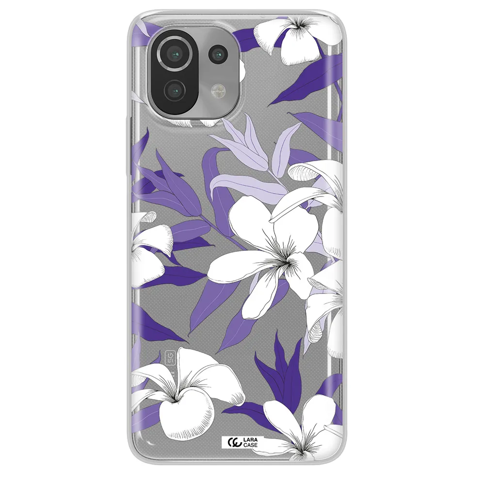 Purple Flower Xiaomi Mi 11 Lite Clear TPU Case