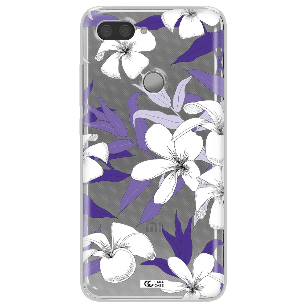 Purple Flower Xiaomi Mi 8 Lite Clear TPU Case