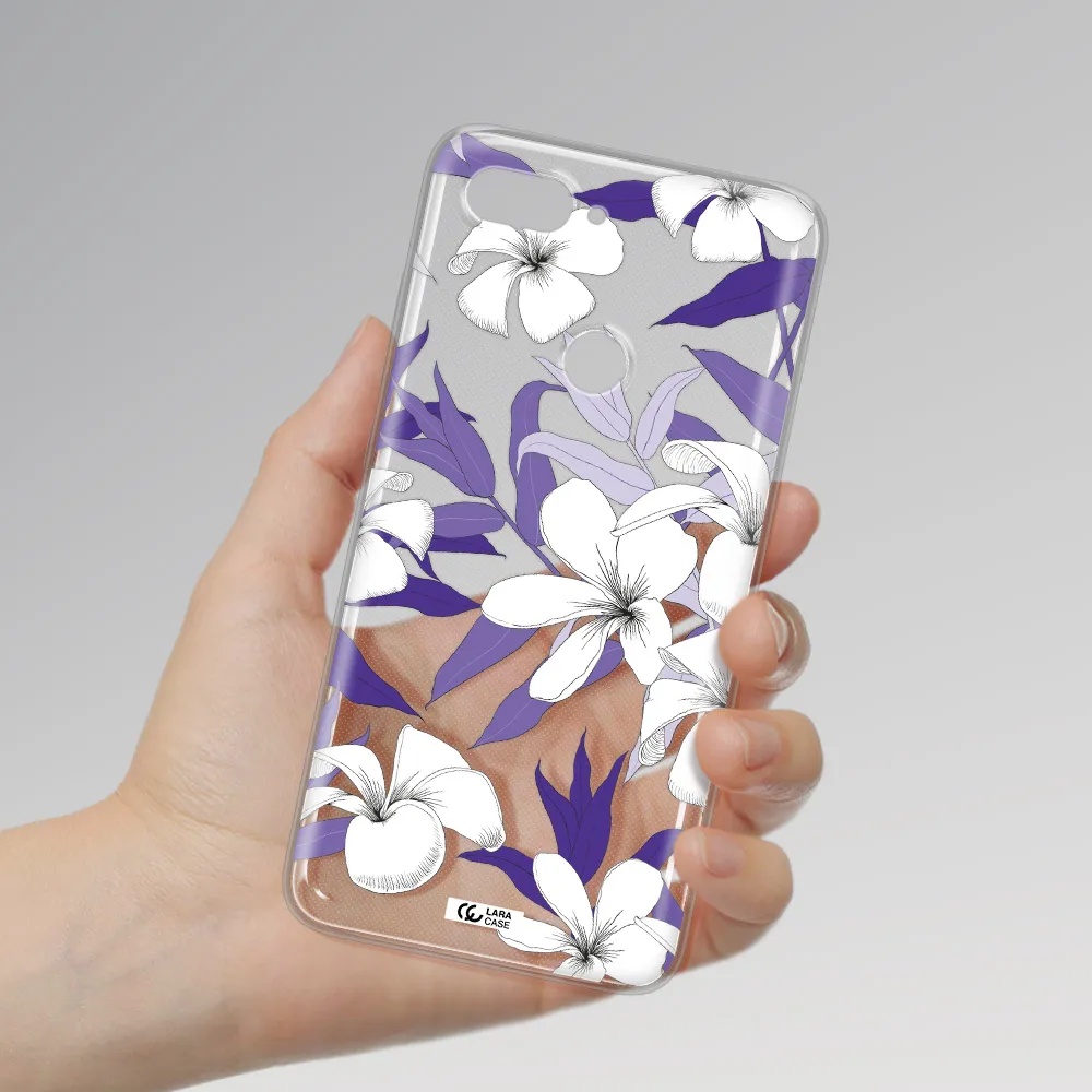 Purple Flower Xiaomi Mi 8 Lite Clear TPU Case
