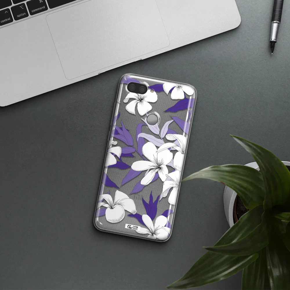 Purple Flower Xiaomi Mi 8 Lite Clear TPU Case
