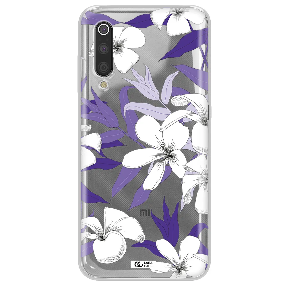 Purple Flower Xiaomi Mi 9 Clear TPU Case