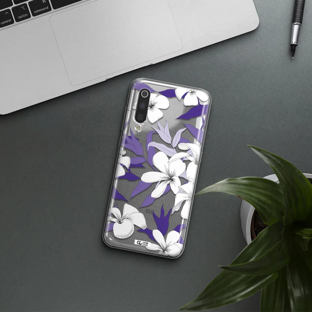 Purple Flower Xiaomi Mi 9 Clear TPU Case