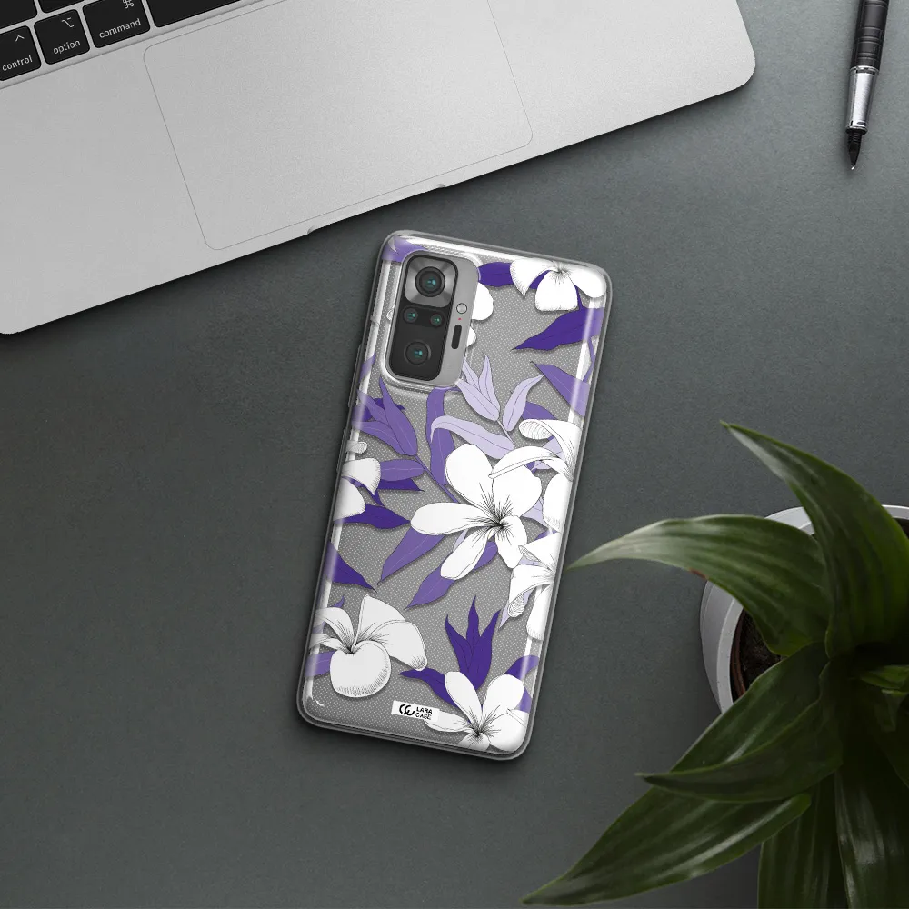 Purple Flower Xiaomi Note 10 Pro Clear TPU Case