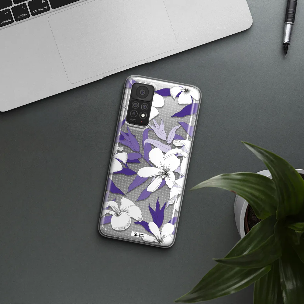 Purple Flower Xiaomi Note 11 Pro Clear TPU Case