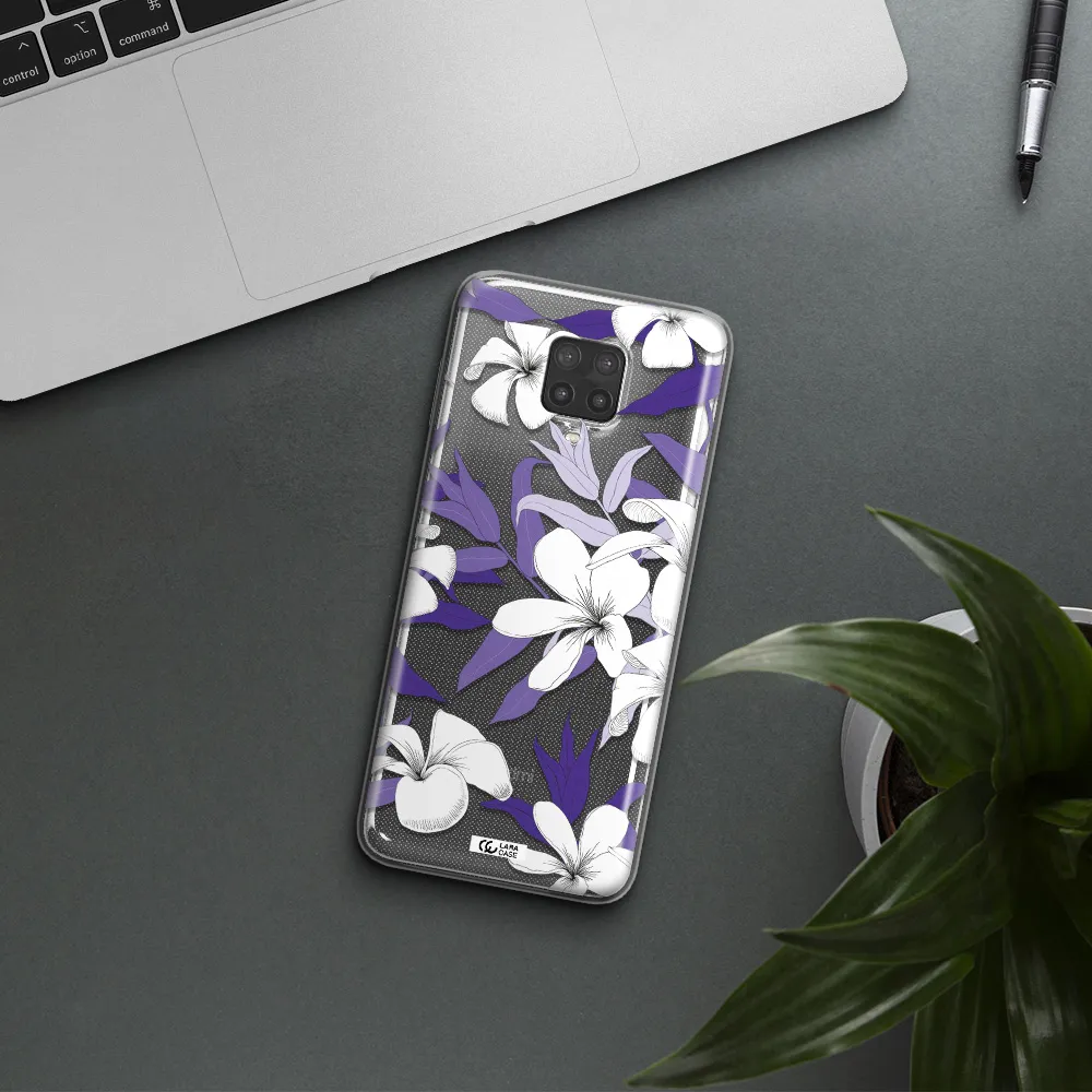 Purple Flower Xiaomi Note 9 Pro Clear TPU Case