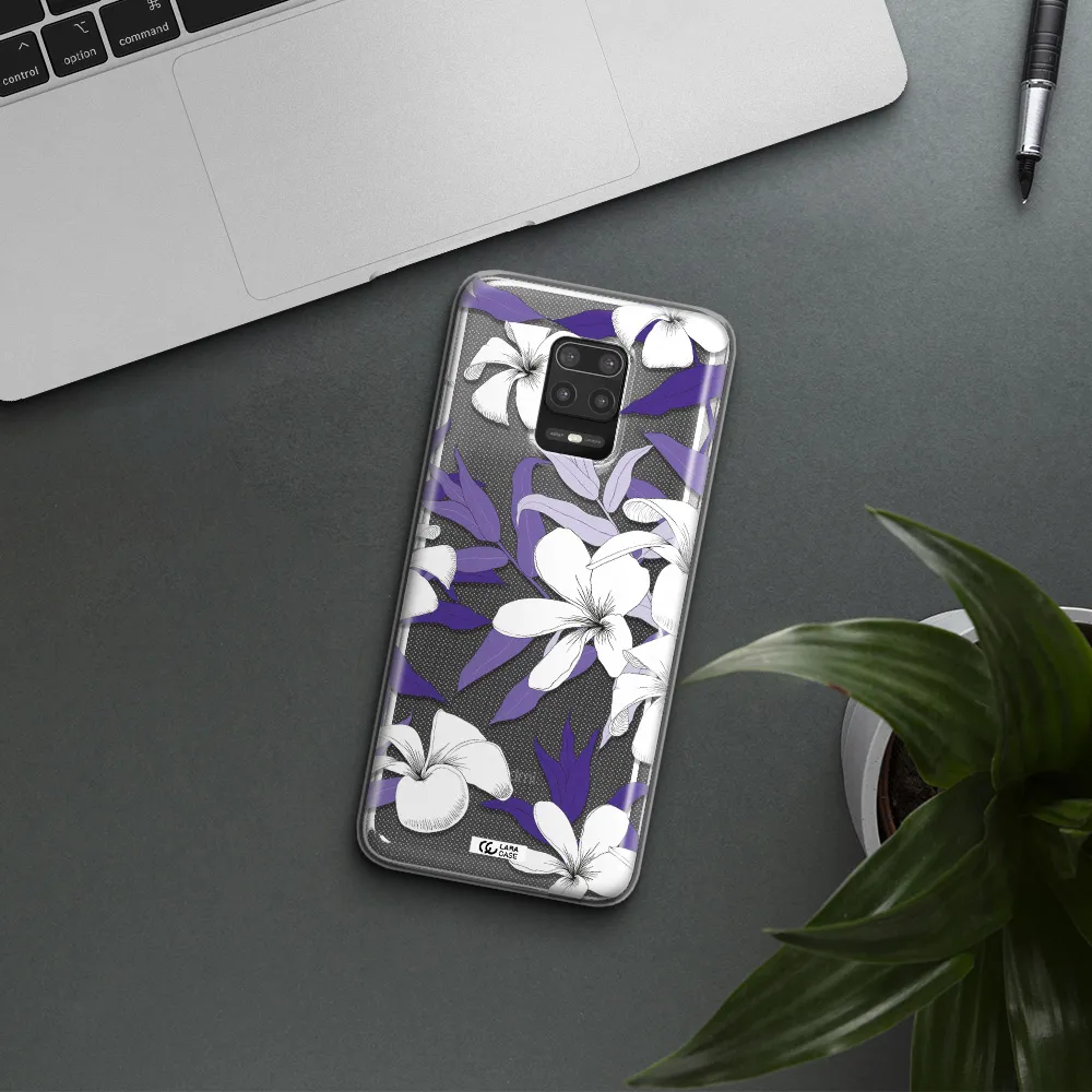 Purple Flower Xiaomi Note 9S Clear TPU Case
