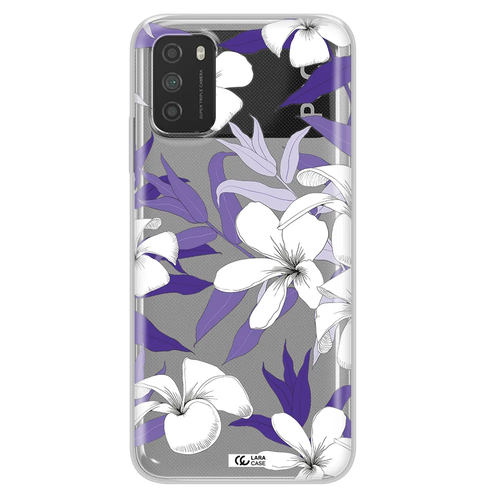 Purple Flower Xiaomi Poco M3 Clear TPU Case