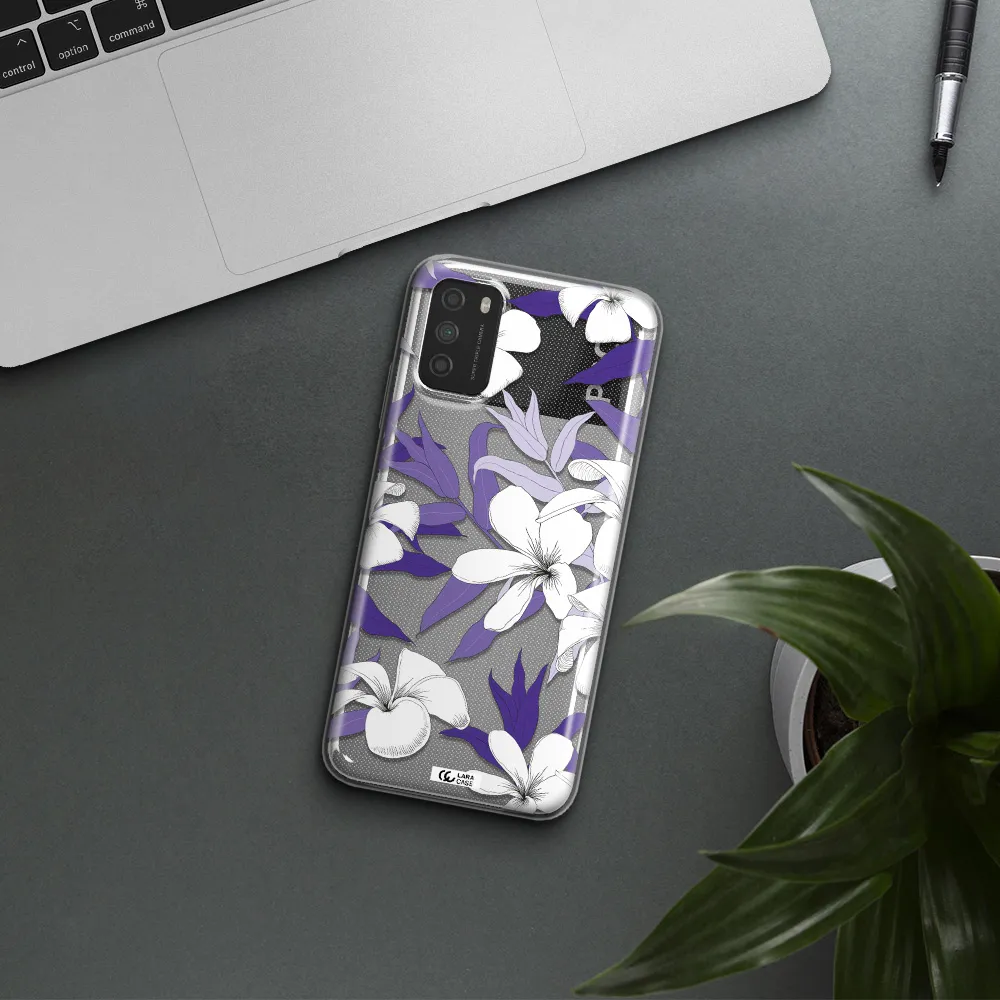 Purple Flower Xiaomi Poco M3 Clear TPU Case