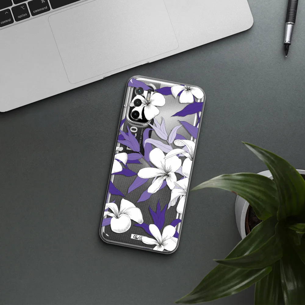 Purple Flower Xiaomi Poco M3 Pro Clear Tpu Case