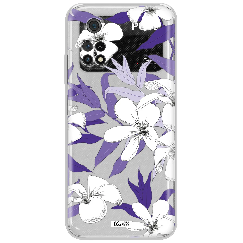 Purple Flower Xiaomi Poco M4 Pro 4G Clear Tpu Case
