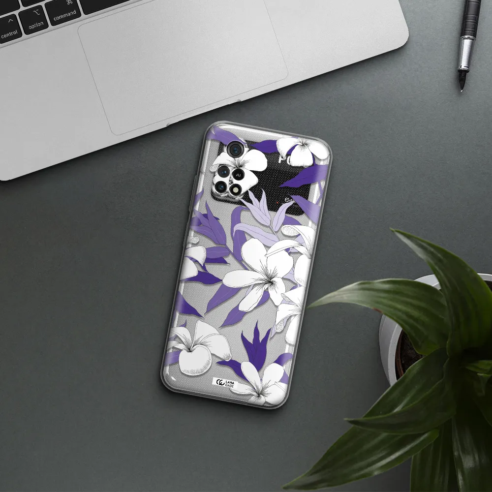 Purple Flower Xiaomi Poco M4 Pro 4G Clear Tpu Case