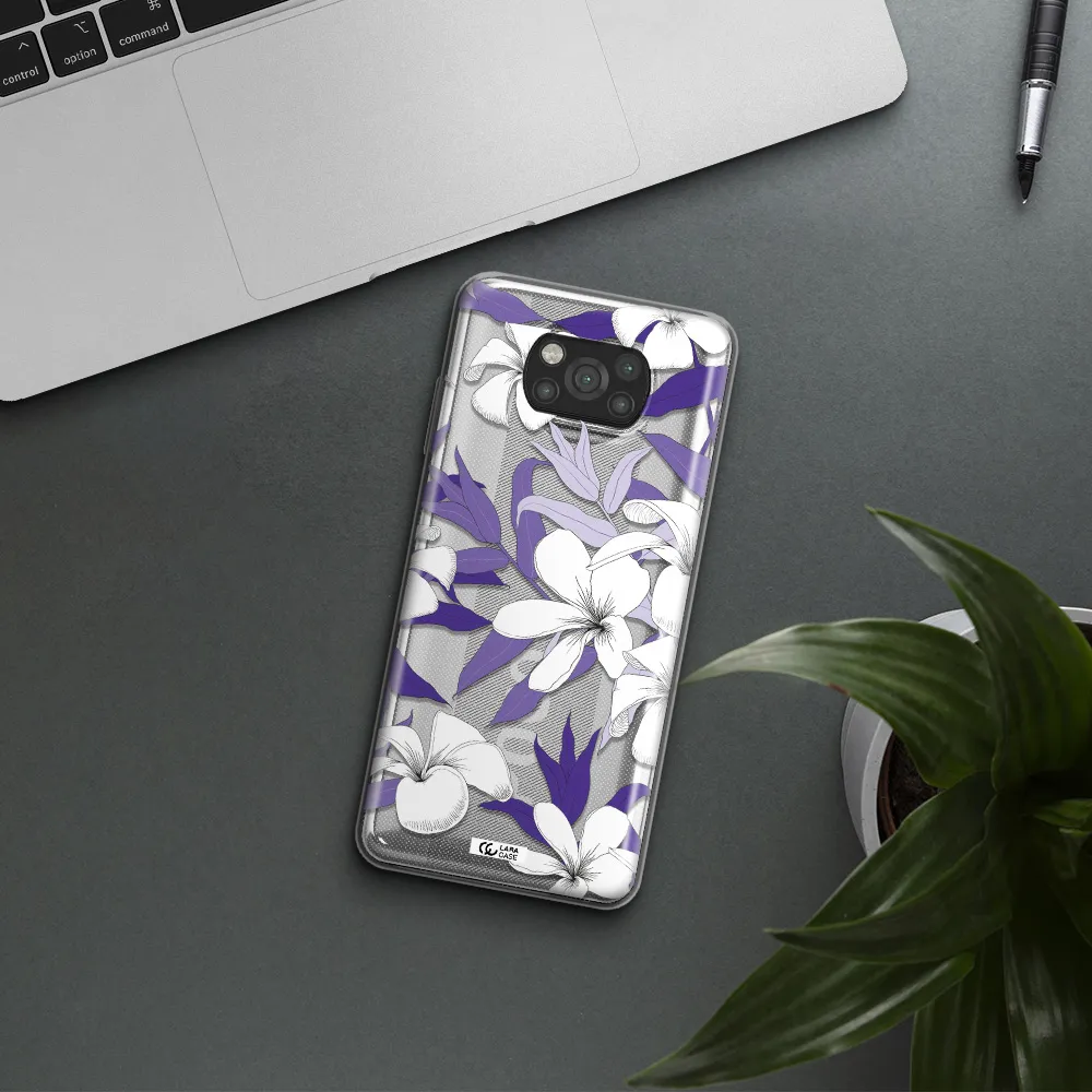 Purple Flower Xiaomi Poco X3 Clear TPU Case