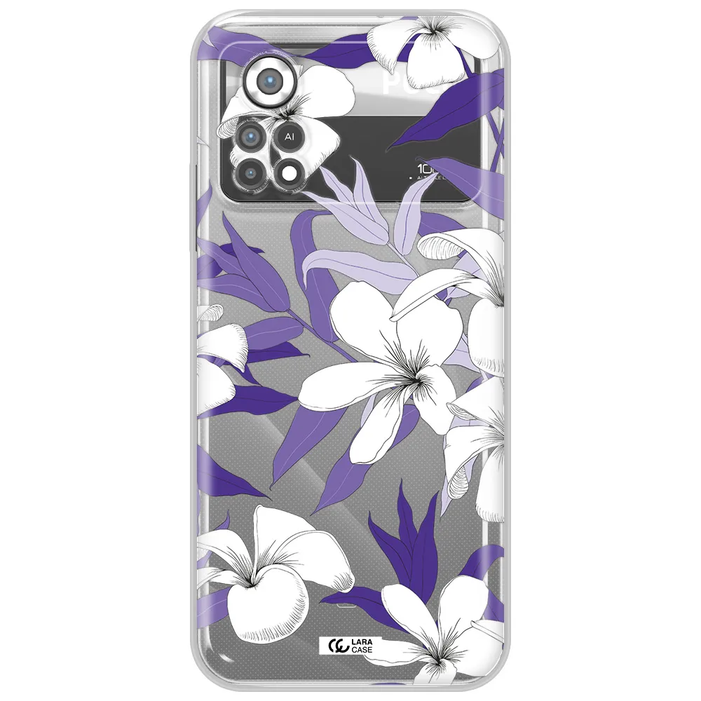Purple Flower Xiaomi Poco X4 Pro Clear TPU Case