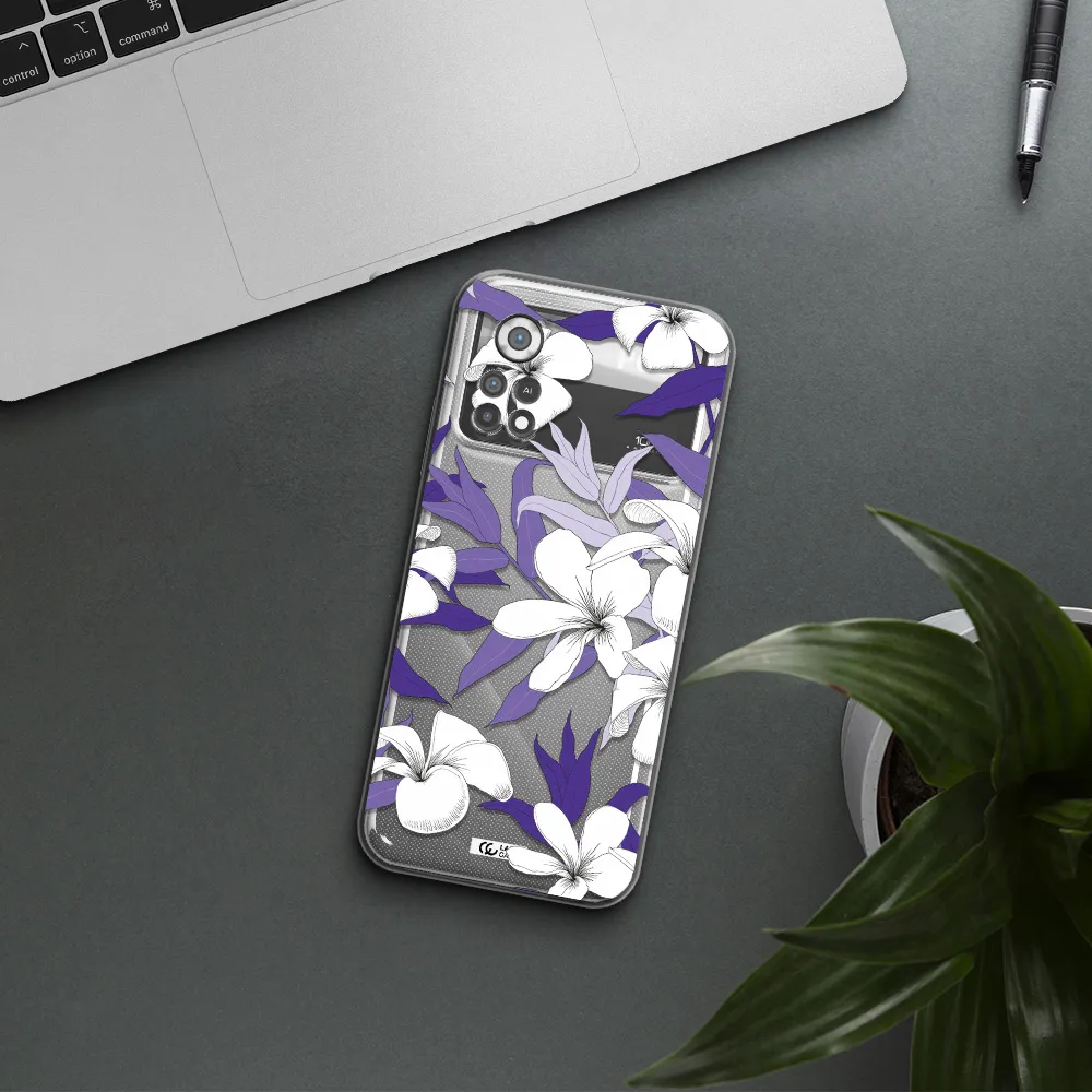 Purple Flower Xiaomi Poco X4 Pro Clear TPU Case