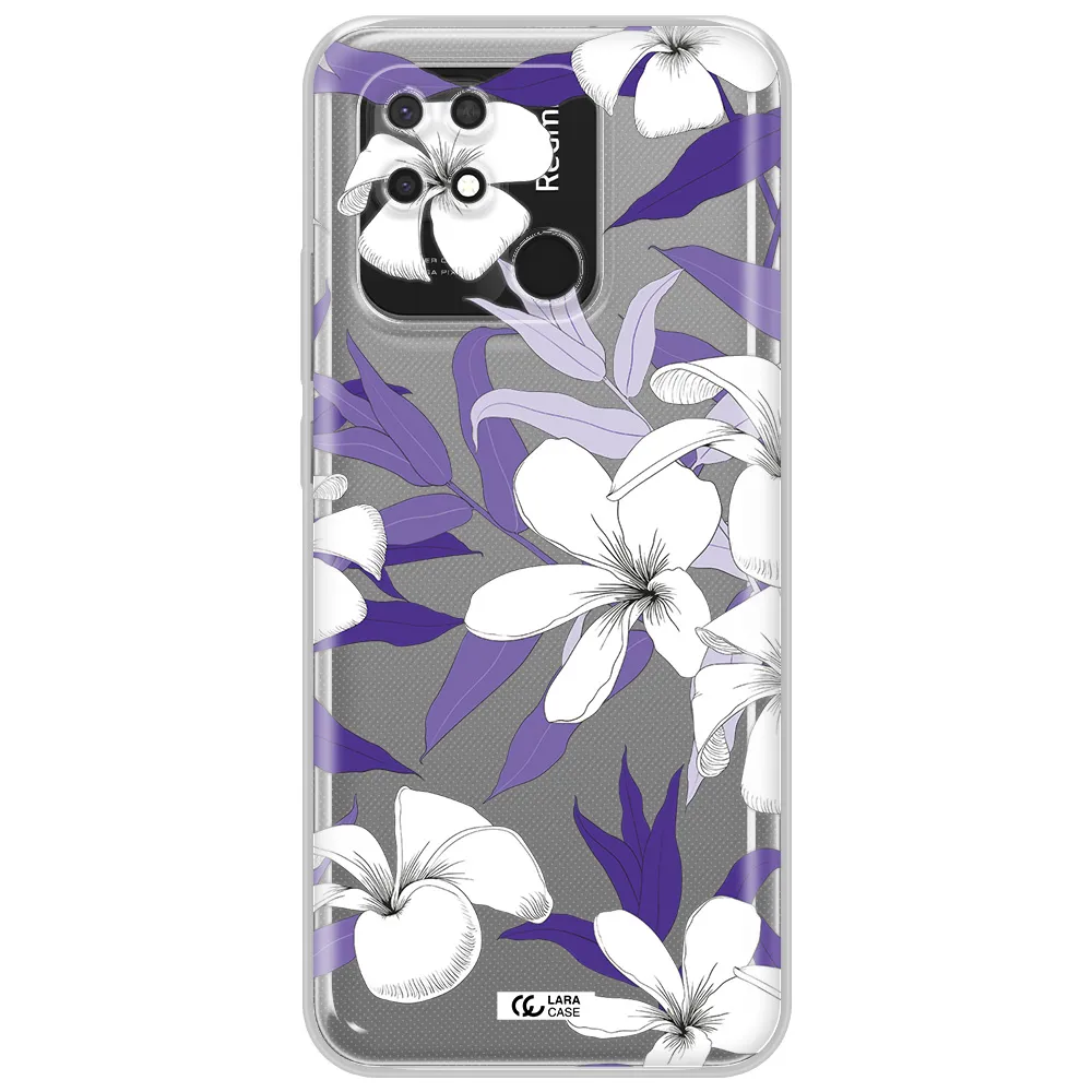 Purple Flower Xiaomi Redmi 10C Clear TPU Case