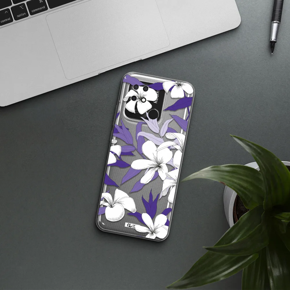 Purple Flower Xiaomi Redmi 10C Clear TPU Case
