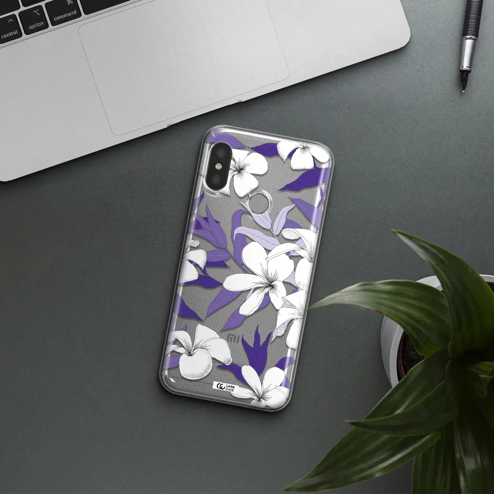 Purple Flower Xiaomi Redmi 6 Pro Clear TPU Case