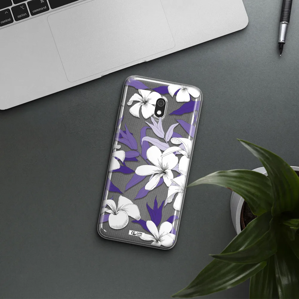 Purple Flower Xiaomi Redmi 8A Clear TPU Case
