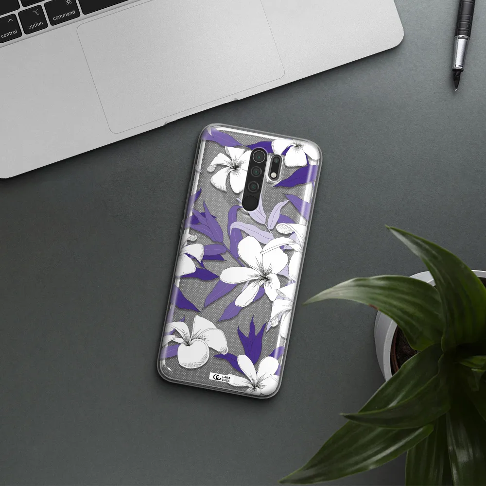 Purple Flower Xiaomi Redmi 9 Clear TPU Case