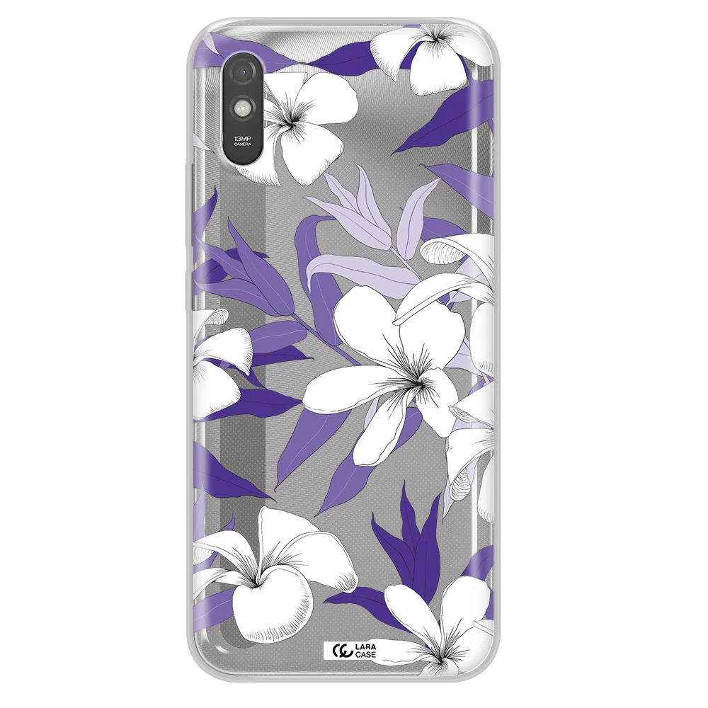 Purple Flower Xiaomi Redmi 9A Clear TPU Case