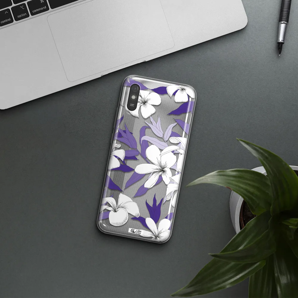 Purple Flower Xiaomi Redmi 9A Clear TPU Case