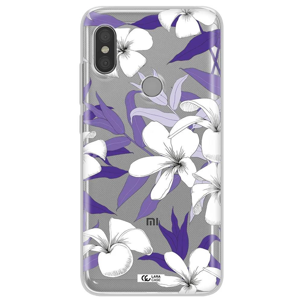 Purple Flower Xiaomi Redmi Note 6 Pro Clear TPU Case
