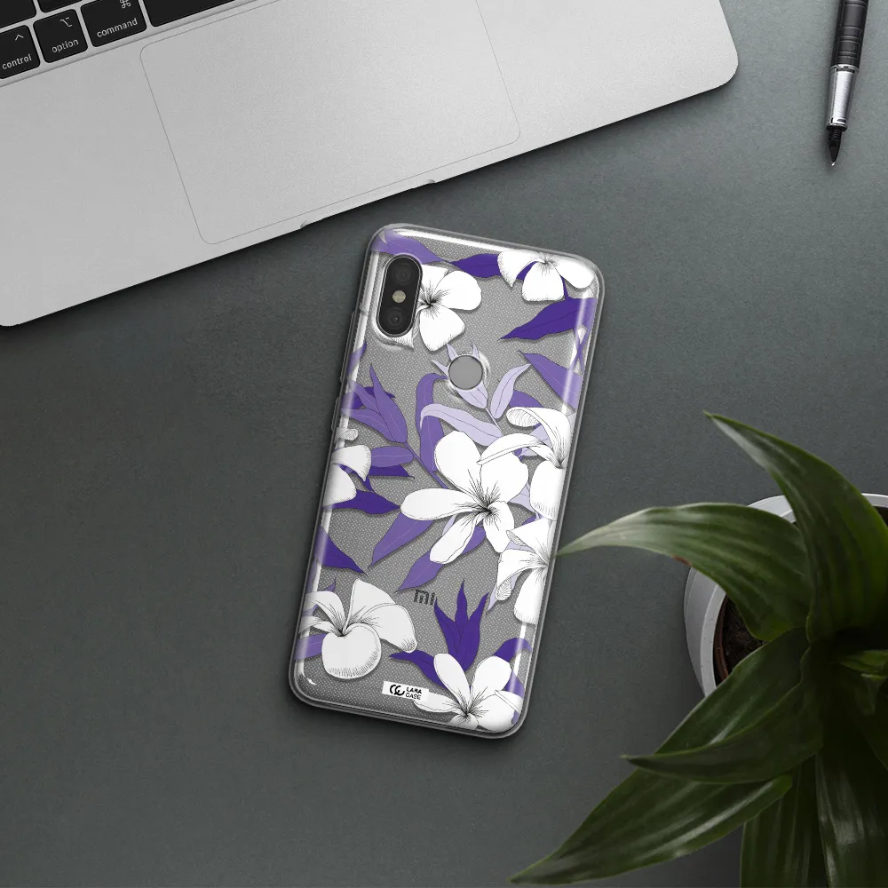 Purple Flower Xiaomi Redmi Note 6 Pro Clear TPU Case