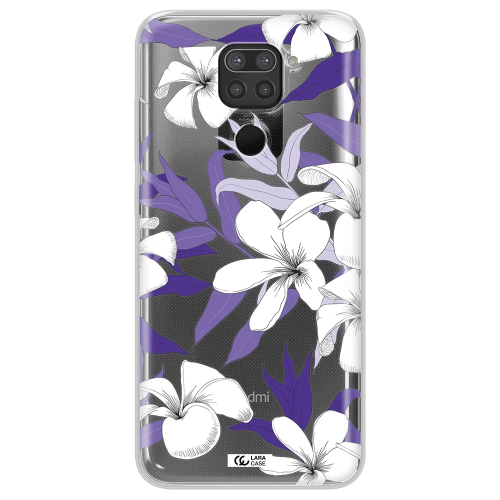 Purple Flower Xiaomi Redmi Note 9 Clear TPU Case